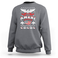 Charcoal gray Christmas sweatshirt with patriotic eagle graphic and USA flag banner