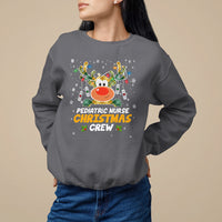Kids crewneck sweatshirt in dark gray heather with holiday nurse reindeer graphic