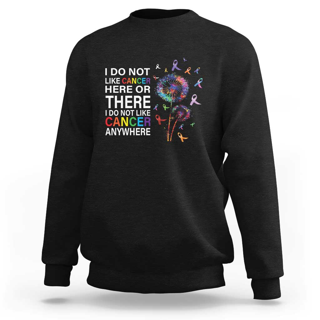 Cancer awareness sweatshirt, black, front graphic text and ribbon burst design