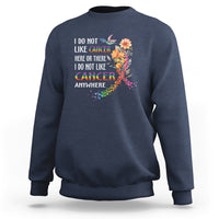Navy crewneck sweatshirt with rainbow ribbon cancer awareness graphic