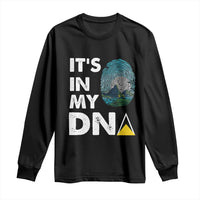 Black long sleeve shirt with white "It's in My DNA" text and fingerprint graphic