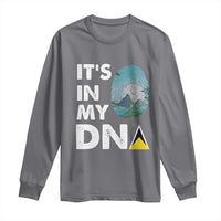 Charcoal long sleeve shirt with white "It's in My DNA" text and fingerprint graphic