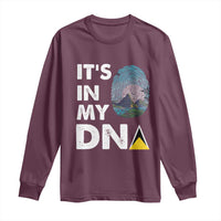 Maroon long sleeve shirt with white "It's in My DNA" text and fingerprint graphic