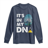 Navy long sleeve shirt with white "It's in My DNA" text and fingerprint graphic