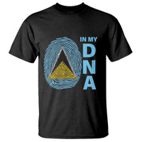 Black crew-neck T-shirt with colorful DNA and 'IN MY' front graphic