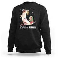 Kids' Ramadan festival sweatshirt in black with front cartoon graphic and long sleeves