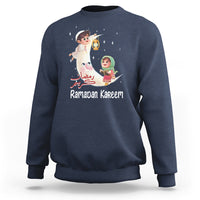Kids' Ramadan festival sweatshirt in navy with front cartoon graphic and long sleeves