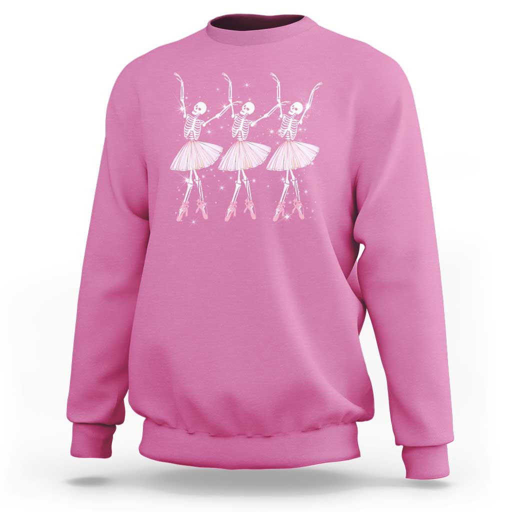 Azalea pink sweatshirt with skeleton ballerina dance graphic across the chest