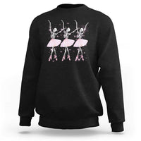 Black sweatshirt with skeleton ballerina dance graphic across the chest