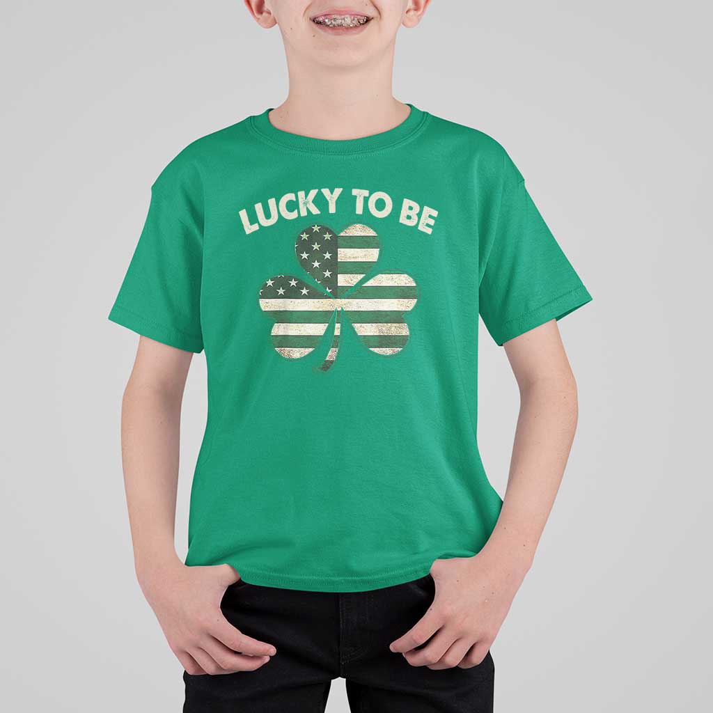 St. Patrick's Day Patriotic America Pride T Shirt For Kid Lucky To Be American