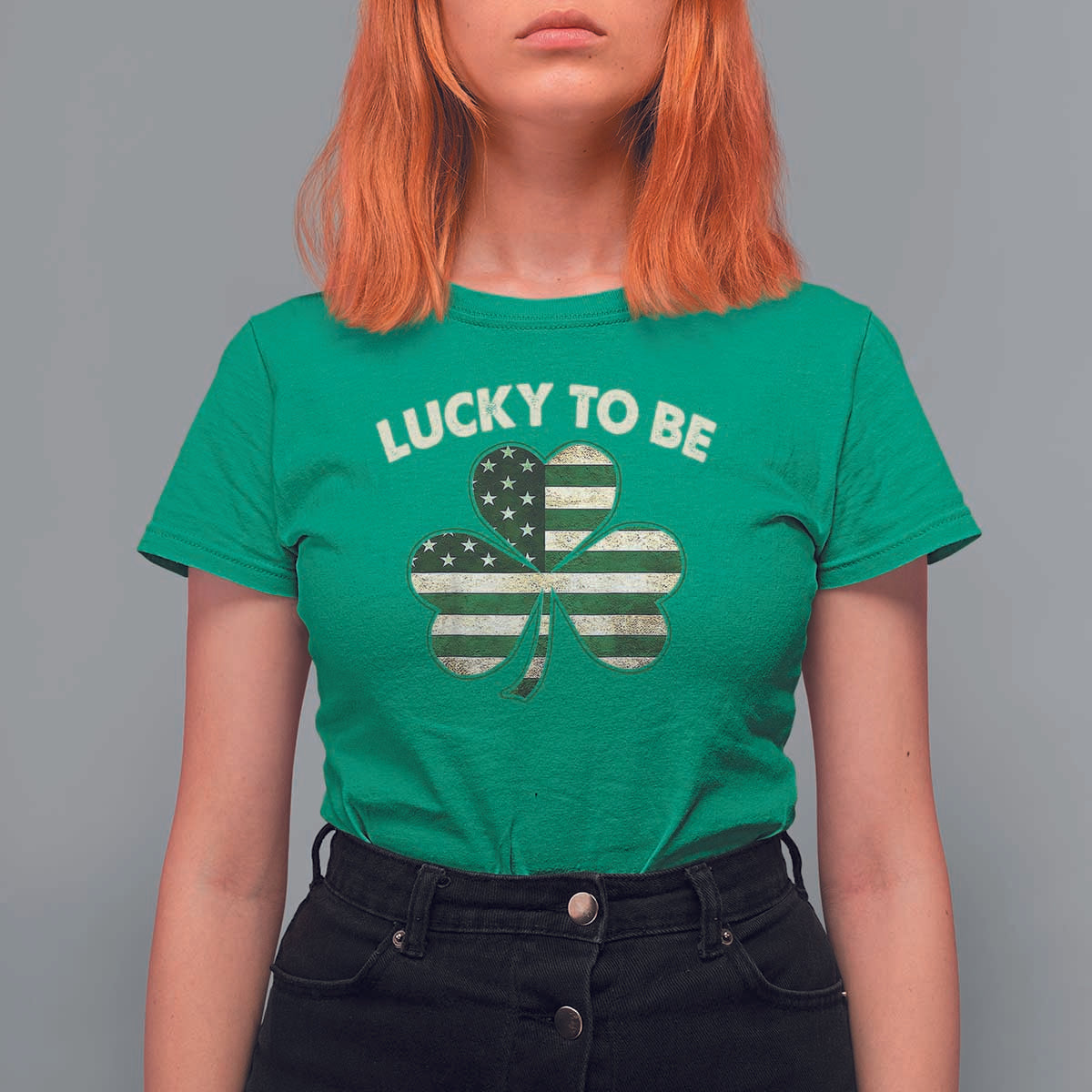 St. Patrick's Day Patriotic America Pride T Shirt For Women Lucky To Be American