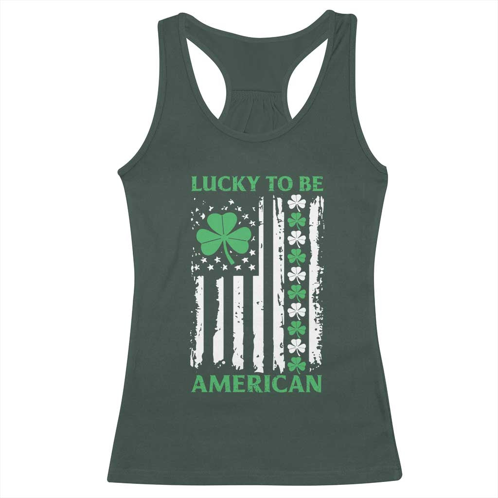 St. Patrick's Day Patriotic America Pride Racerback Tank Top Lucky To Be American Shamrock Flag