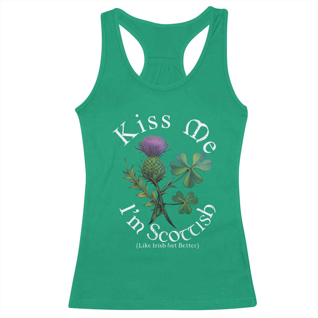 Funny St. Patrick's Day Racerback Tank Top Kiss Me I'm Scottish