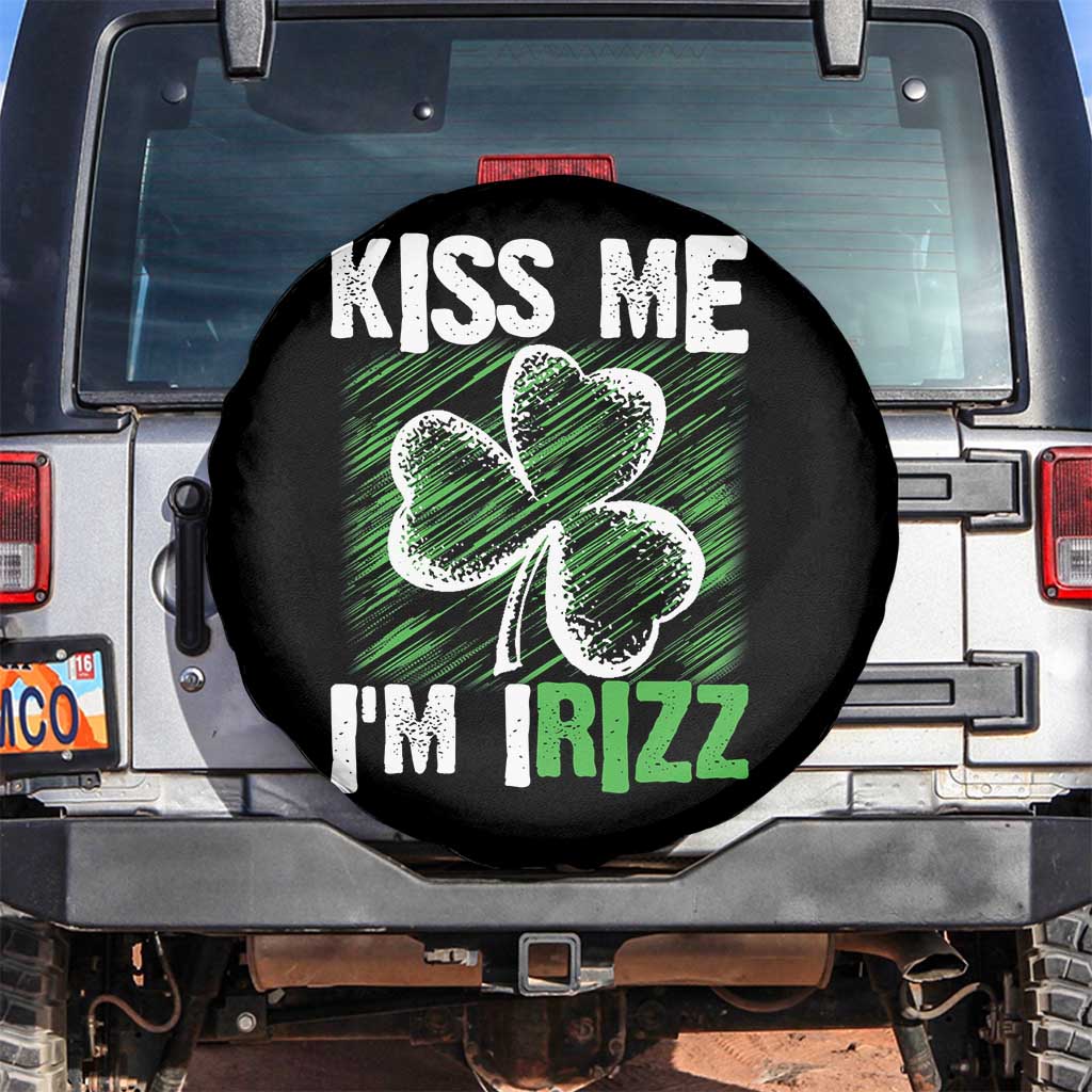 Funny St. Patrick's Day Spare Tire Cover Kiss Me I'm iRizz Shamrock