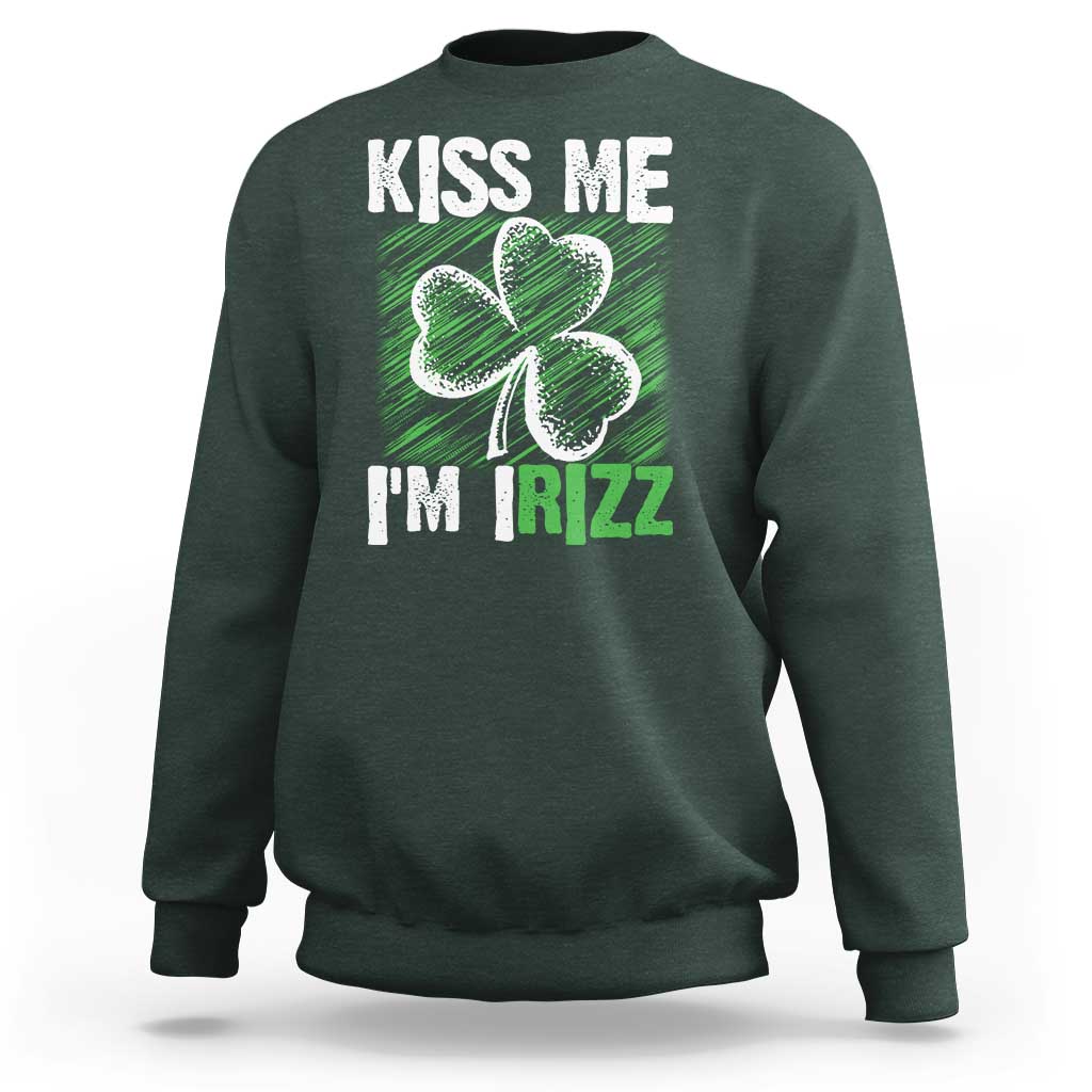 Funny St. Patrick's Day Sweatshirt Kiss Me I'm iRizz Shamrock