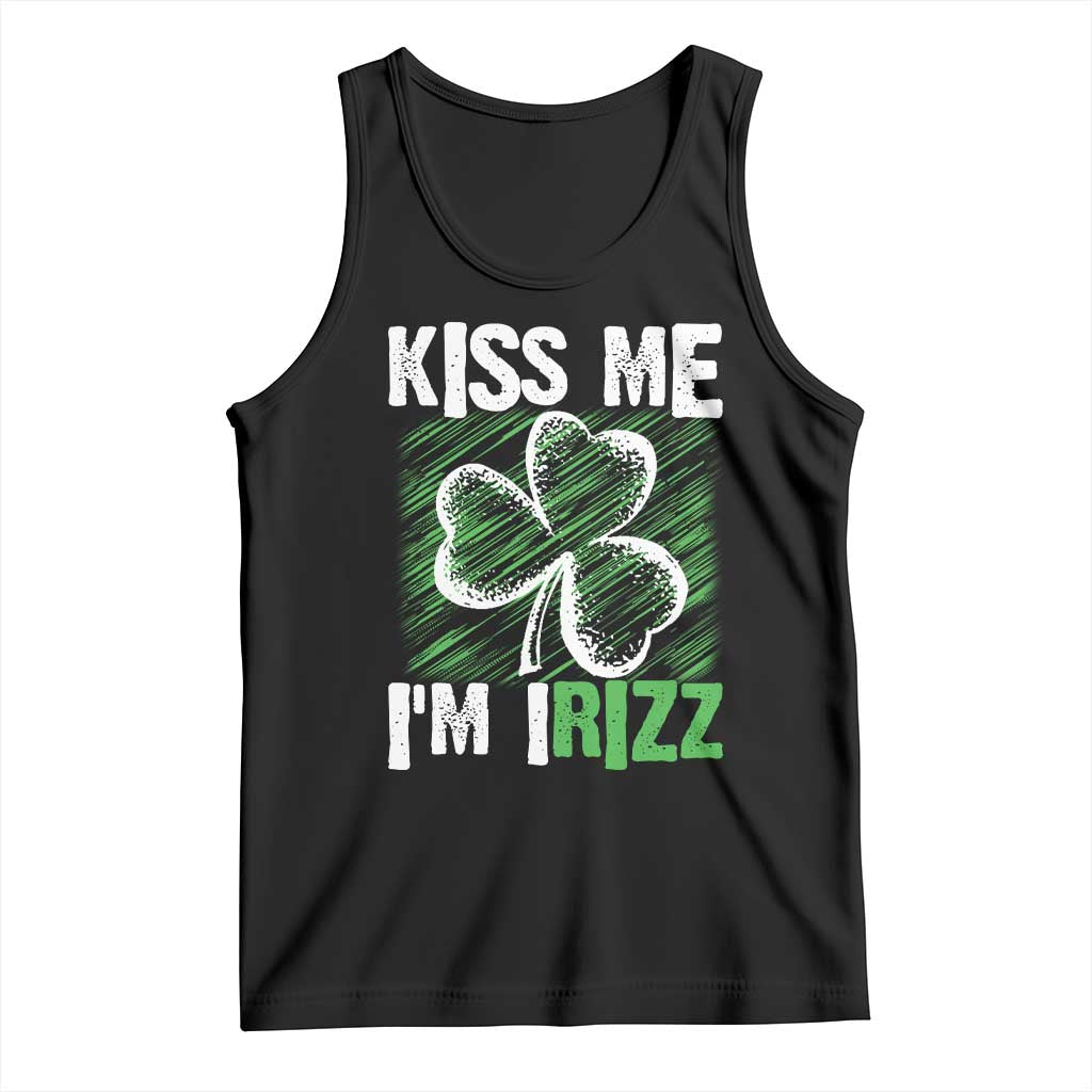 Funny St. Patrick's Day Tank Top Kiss Me I'm iRizz Shamrock