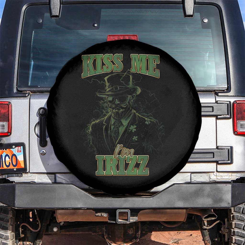 Funny St. Patrick's Day Spare Tire Cover Kiss Me I'm iRizz Cool Leprechaun