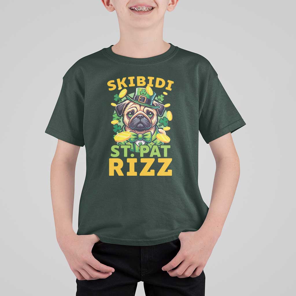 Funny St. Patrick's Day T Shirt For Kid Skibidi St. Patrizz Cute Dog Leprechaun