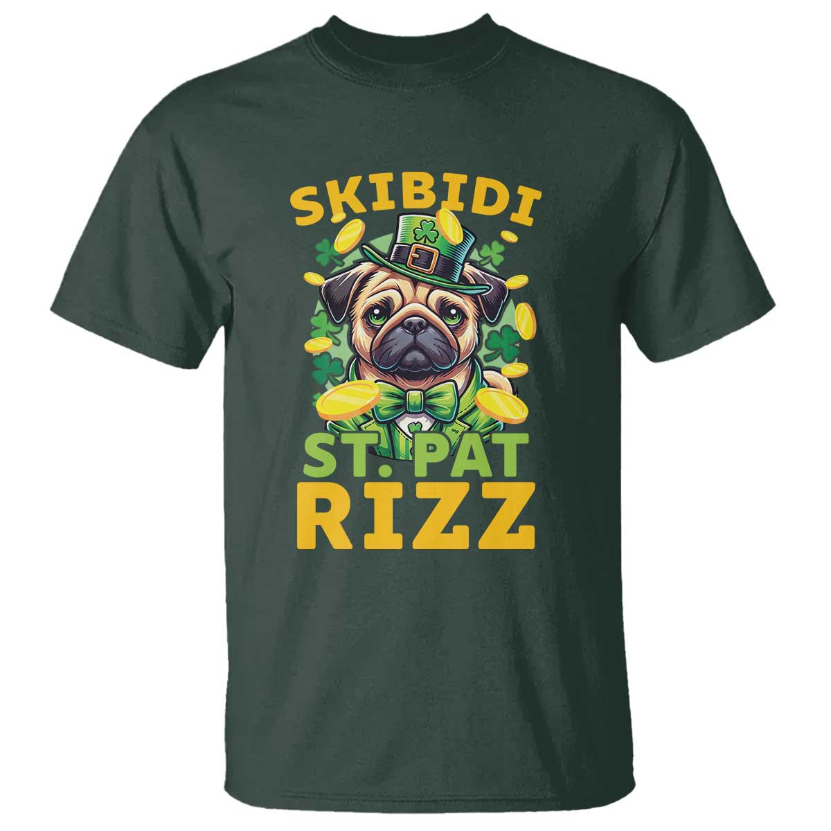 Funny St. Patrick's Day T Shirt Skibidi St. Patrizz Cute Dog Leprechaun