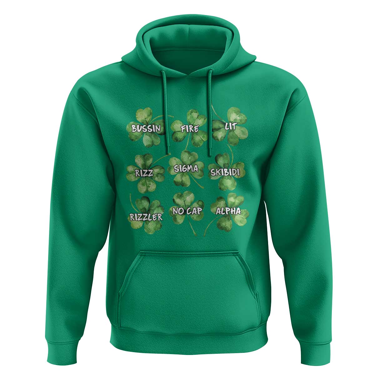 Funny St. Patrick's Day Hoodie Shamrock Lit Rizz Sigma Skibidi Rizzler No Cap Alpha