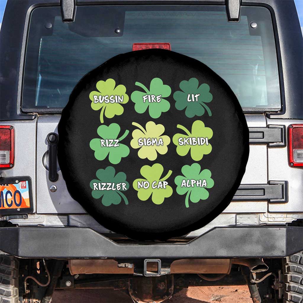 Funny St. Patrick's Day Spare Tire Cover Lit Rizz Sigma Skibidi Rizzler No Cap Alpha