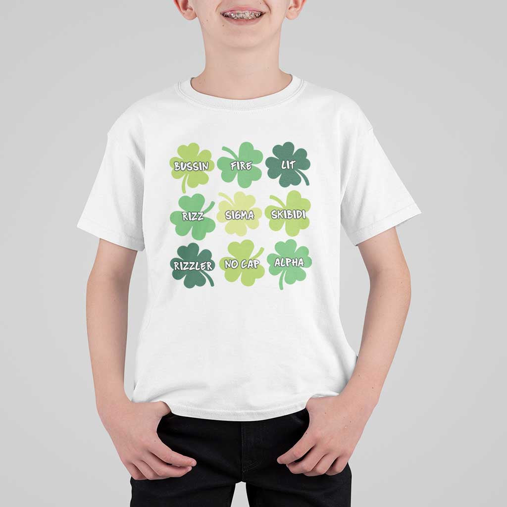 Funny St. Patrick's Day T Shirt For Kid Lit Rizz Sigma Skibidi Rizzler No Cap Alpha