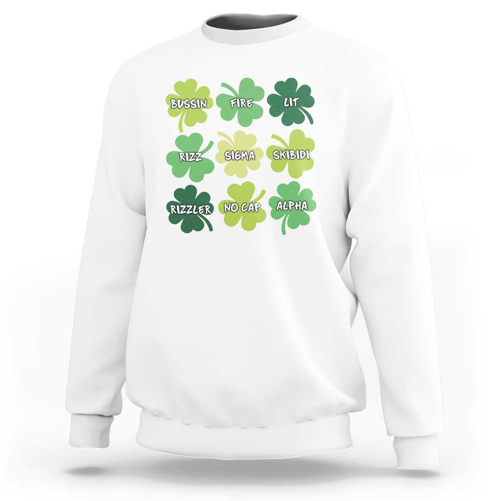 Funny St. Patrick's Day Sweatshirt Lit Rizz Sigma Skibidi Rizzler No Cap Alpha