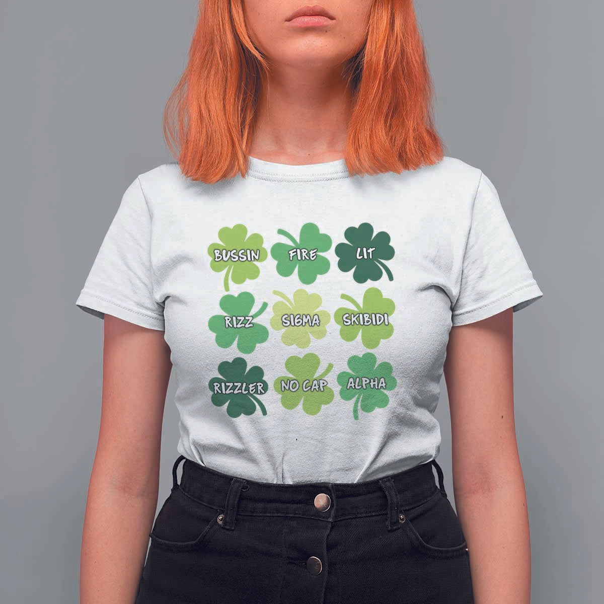 Funny St. Patrick's Day T Shirt For Women Lit Rizz Sigma Skibidi Rizzler No Cap Alpha