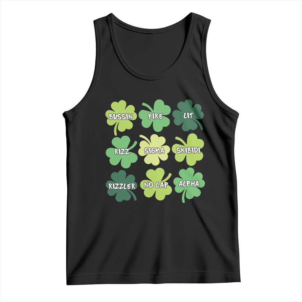 Funny St. Patrick's Day Tank Top Lit Rizz Sigma Skibidi Rizzler No Cap Alpha