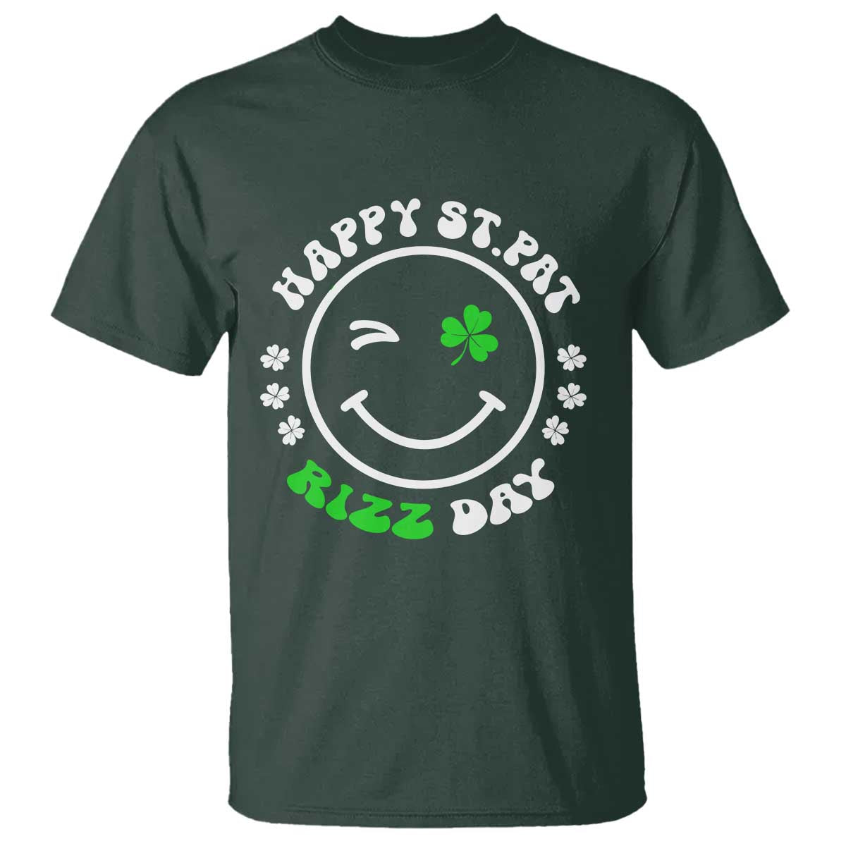 Funny St. Patrick's Day T Shirt Happy St Pat Rizz Day Shamrock Lucky Face