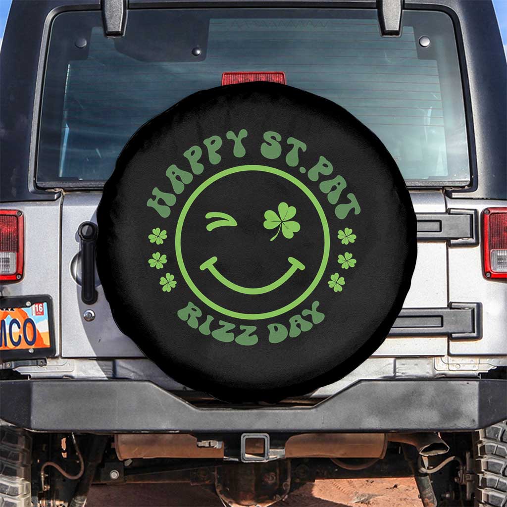 Funny St. Patrick's Day Spare Tire Cover Happy St Pat Rizz Day Lucky Shamrock Face