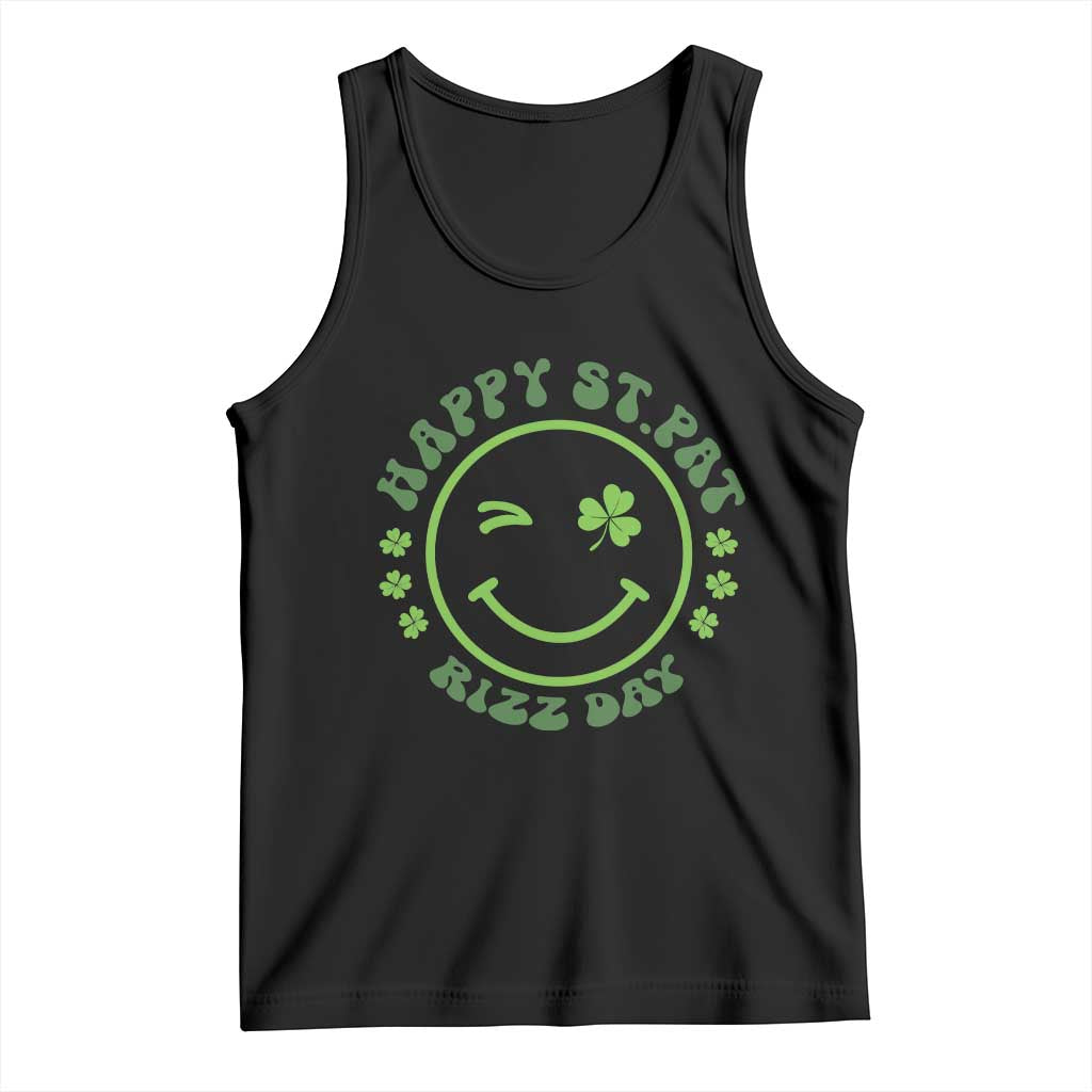 Funny St. Patrick's Day Tank Top Happy St Pat Rizz Day Lucky Shamrock Face