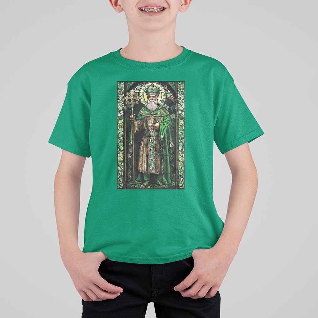 St. Patrick's Day T Shirt For Kid Saint Patrick Art Aesthetic Stained Glass