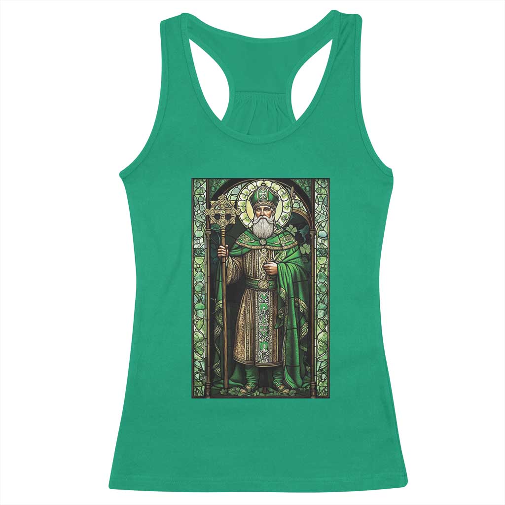 St. Patrick's Day Racerback Tank Top Saint Patrick Art Aesthetic Stained Glass