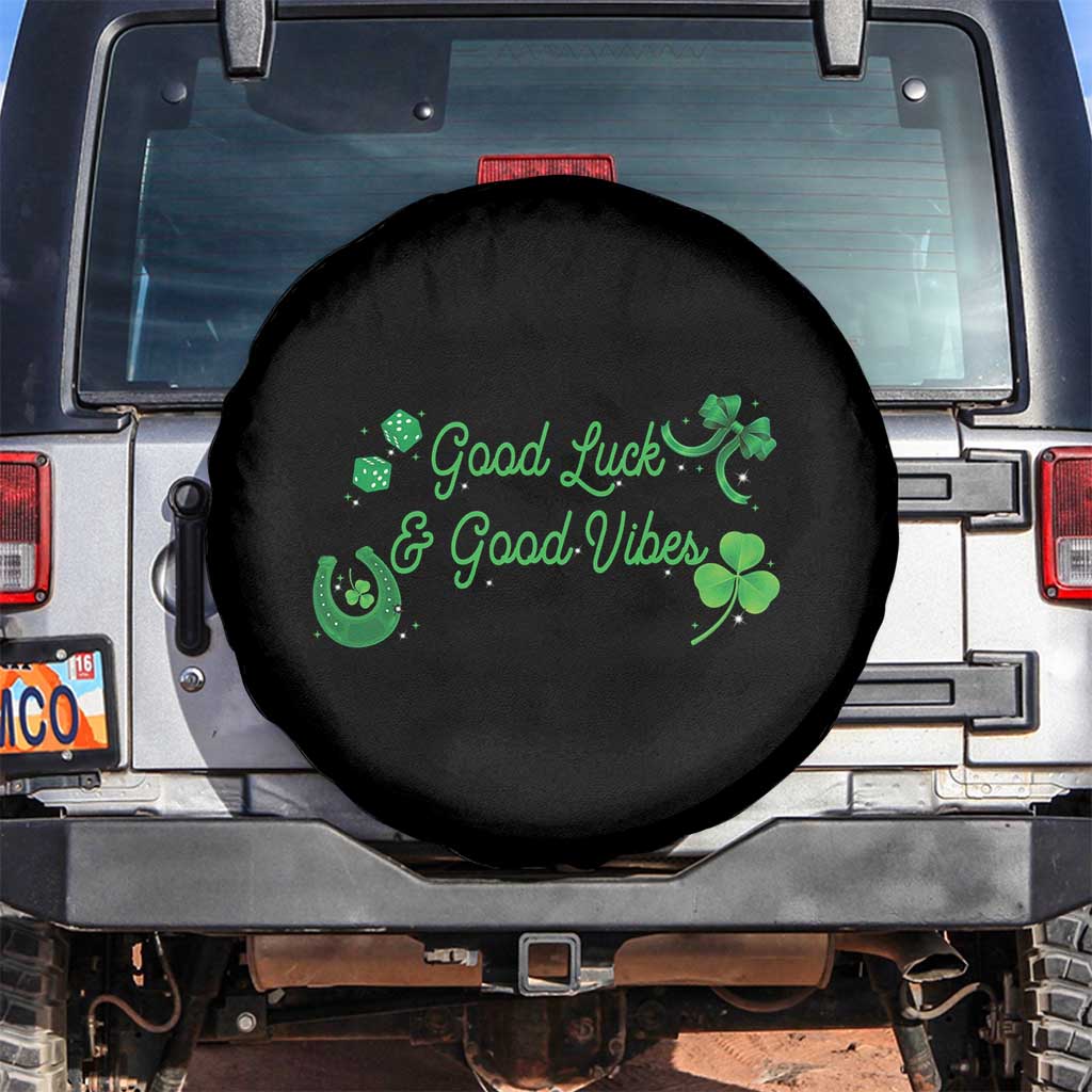 St. Patrick's Day Spare Tire Cover Good Luck And Good Vibes Shamrock Coquette Bow