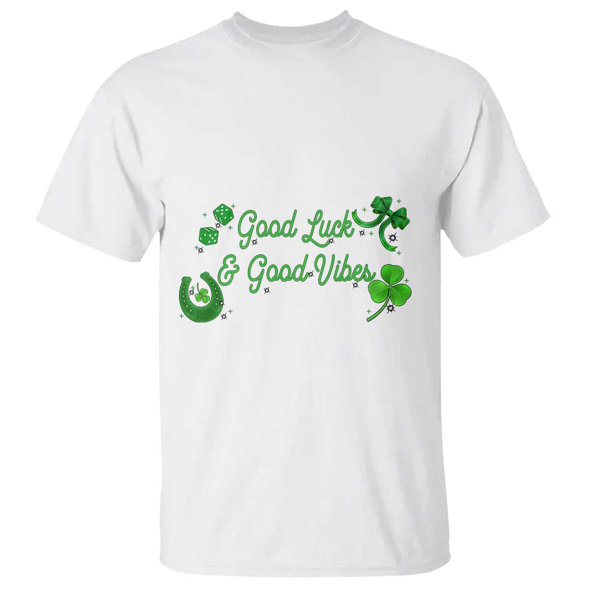 St. Patrick's Day T Shirt Good Luck And Good Vibes Shamrock Coquette Bow