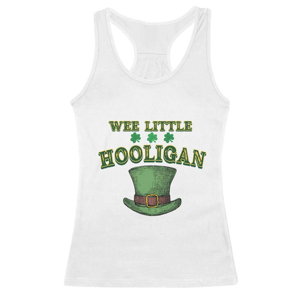 Funny St. Patrick's Day Racerback Tank Top Wee Little Hooligan Shamrock Leprechaun Hat