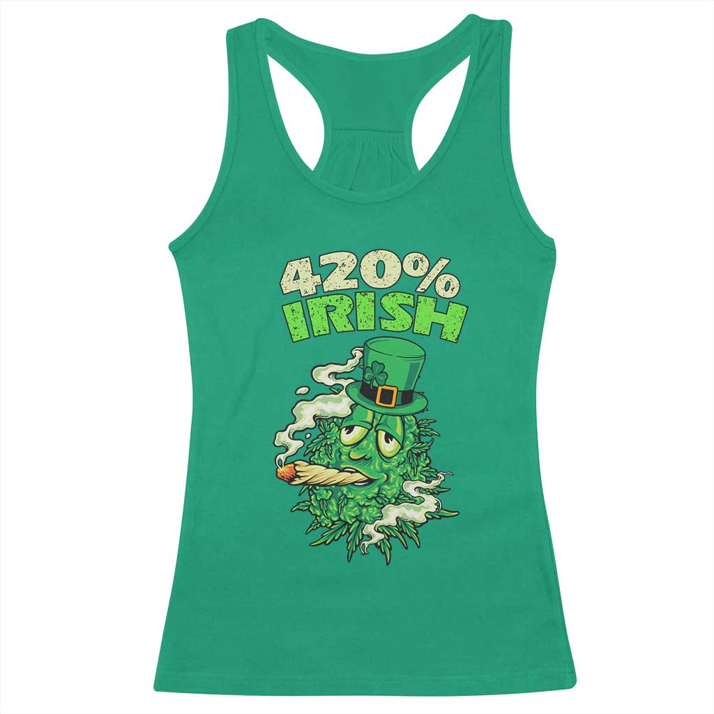 Funny St. Patrick's Day Cannabis Racerback Tank Top 420% Irish Weed