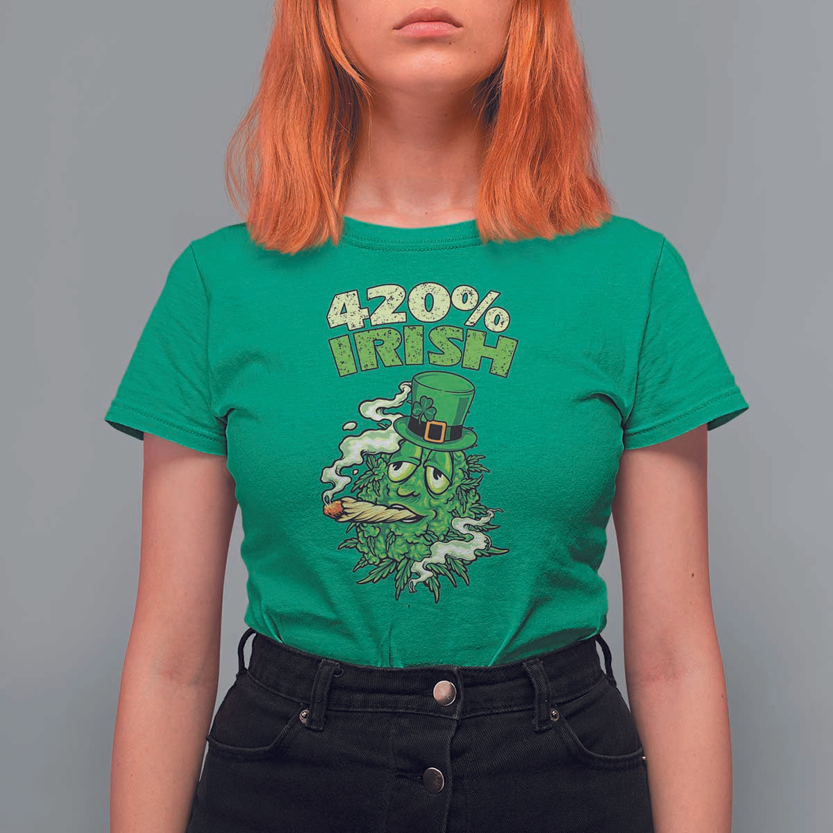 Funny St. Patrick's Day Cannabis T Shirt For Women 420% Irish Weed