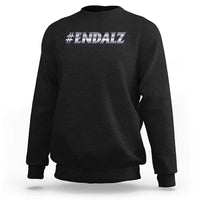 Black crewneck sweatshirt with #ENDALZ graphic on chest; long sleeves and ribbed cuffs