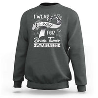 Charcoal gray brain tumor awareness sweatshirt with front heart and awareness graphic