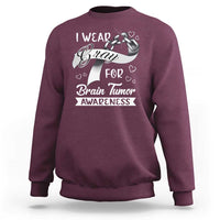 Maroon brain tumor awareness sweatshirt with front heart and awareness graphic