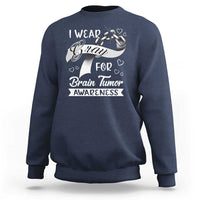 Navy brain tumor awareness sweatshirt with front heart and awareness graphic