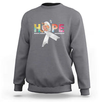 Ice gray crewneck sweatshirt with Hope ribbon chest graphic