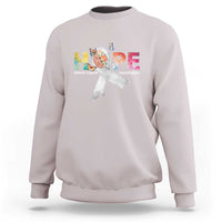 Light gray crewneck sweatshirt with Hope ribbon chest graphic