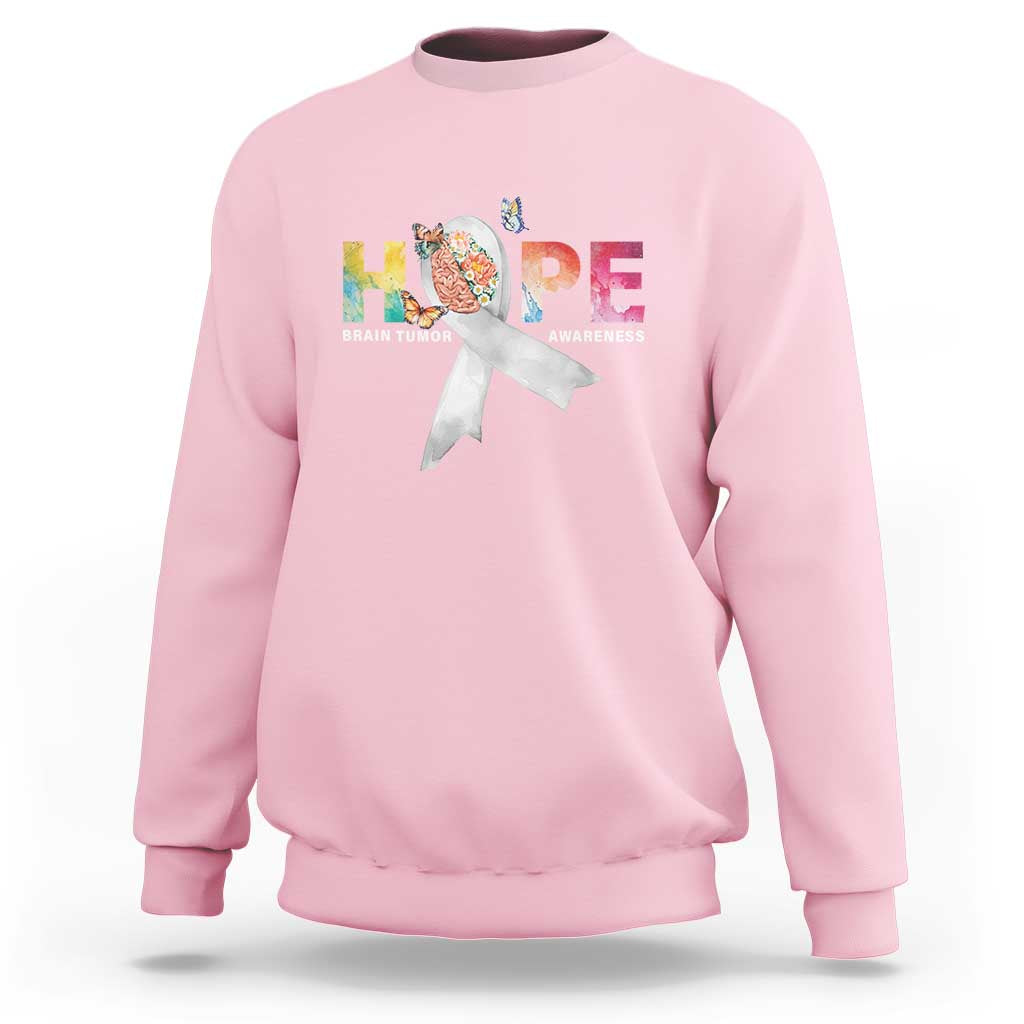 Light pink crewneck sweatshirt with Hope ribbon chest graphic