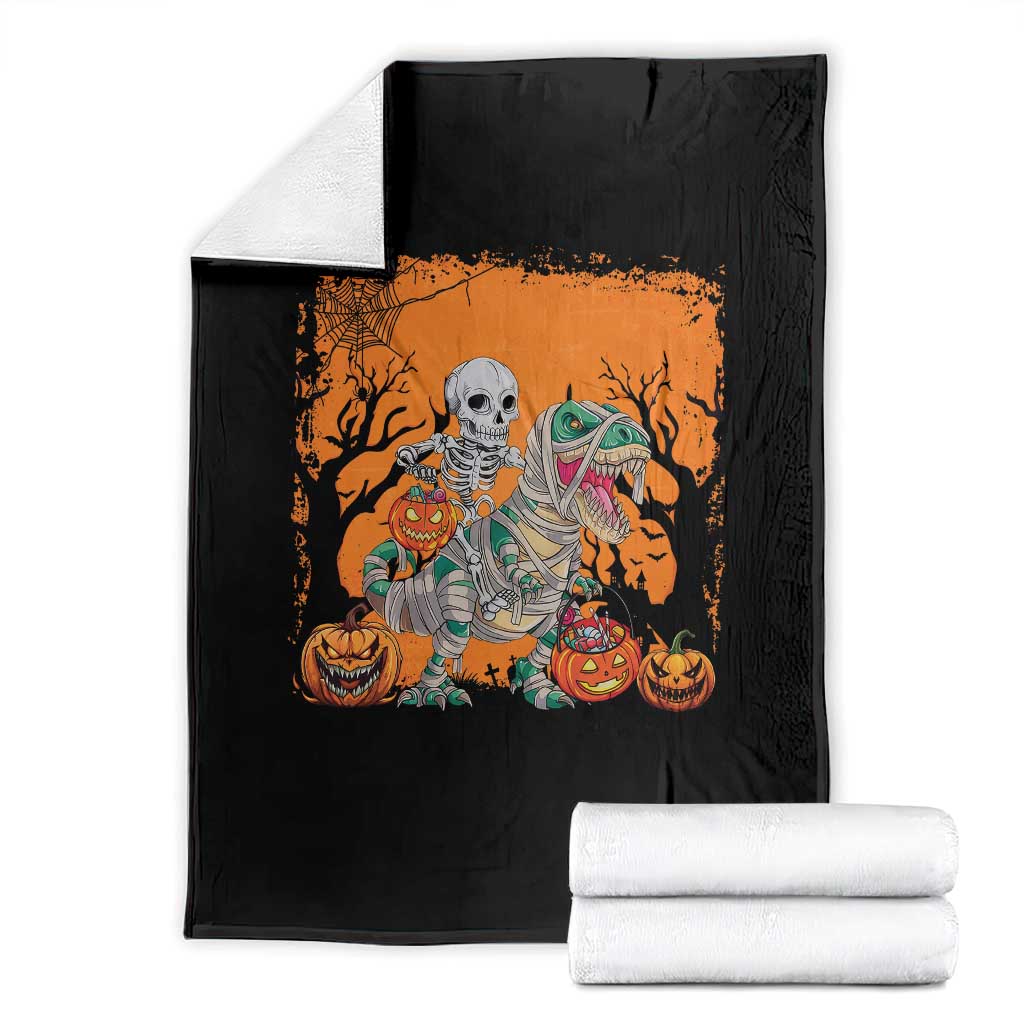 Funny Halloween Skeleton Riding Dinosaur Throw Blanket - Wonder Print Shop