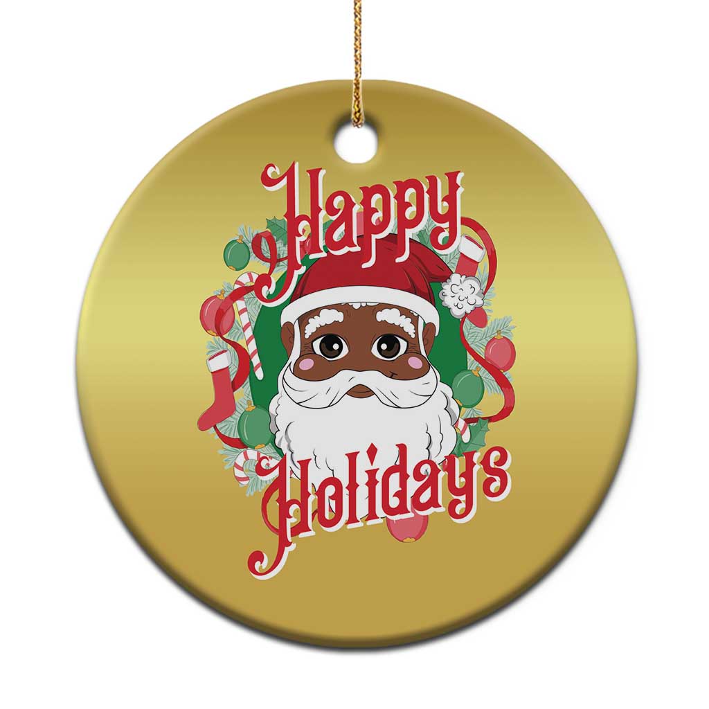 Black Santa Christmas Ornament Happy Holidays African American Santa - Wonder Print Shop