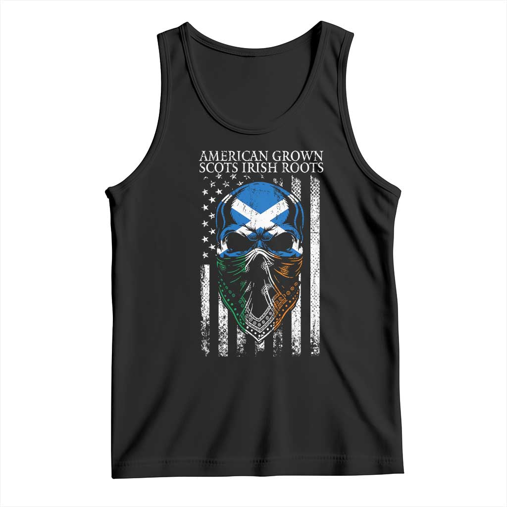 American Grown With Scots Irish Roots Tank Top American Ulster Scots Skull Flag