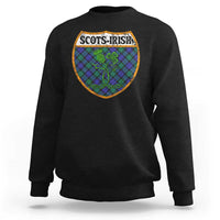 Black crewneck sweatshirt with front shamrock crest graphic